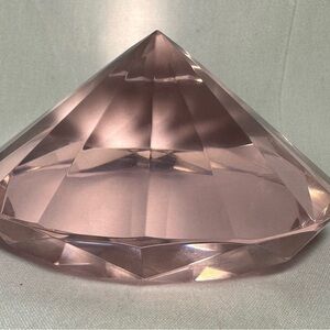 Large Faceted Rose Quartz Crystal Diamond Display Decor